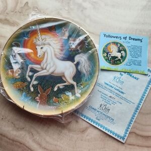 K. Chin Unicorn Fantasies 1979 24k Gold Plate